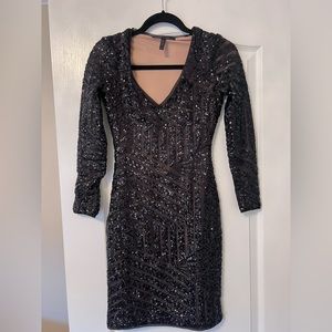 Bcbgmaxazria Sabryna Long Sleeve Python Sequin Dress
